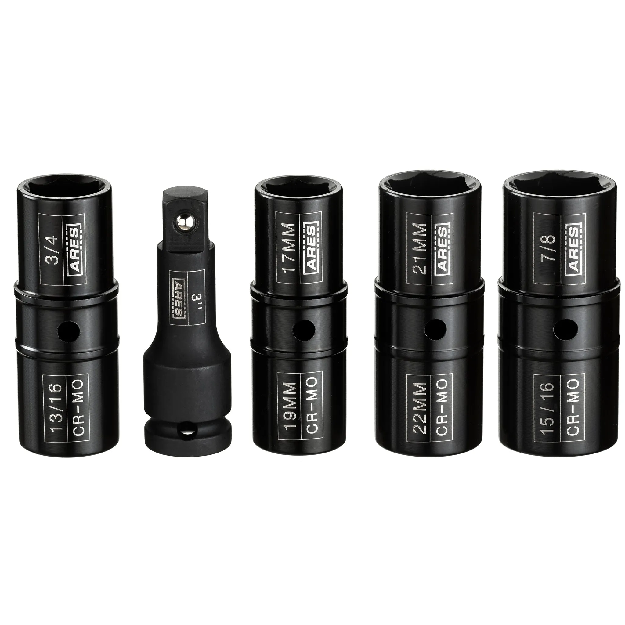 ARES 59010 - 1/2-inch Drive 5-Piece Flip Lug Nut Socket Set