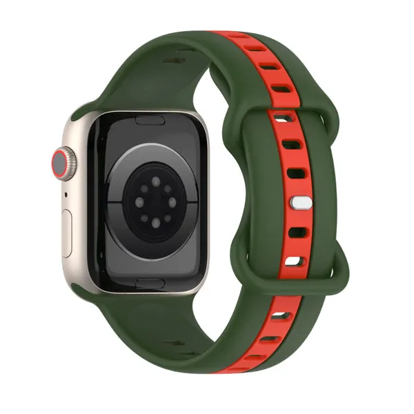 Army Green and Red Silicone Apple Watch Band 軍綠紅矽膠 Apple 錶帶 KCWATCH1264