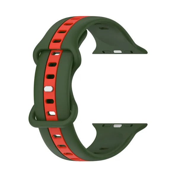 Army Green and Red Silicone Apple Watch Band 軍綠紅矽膠 Apple 錶帶 KCWATCH1264