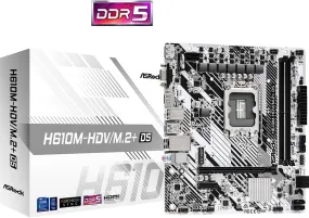 Asrock H610M-HDV/M.2  D5 Motherboard, Intel H610, 1700, Micro ATX, DDR5, VGA, HDMI, DP, PCIe4, M.2