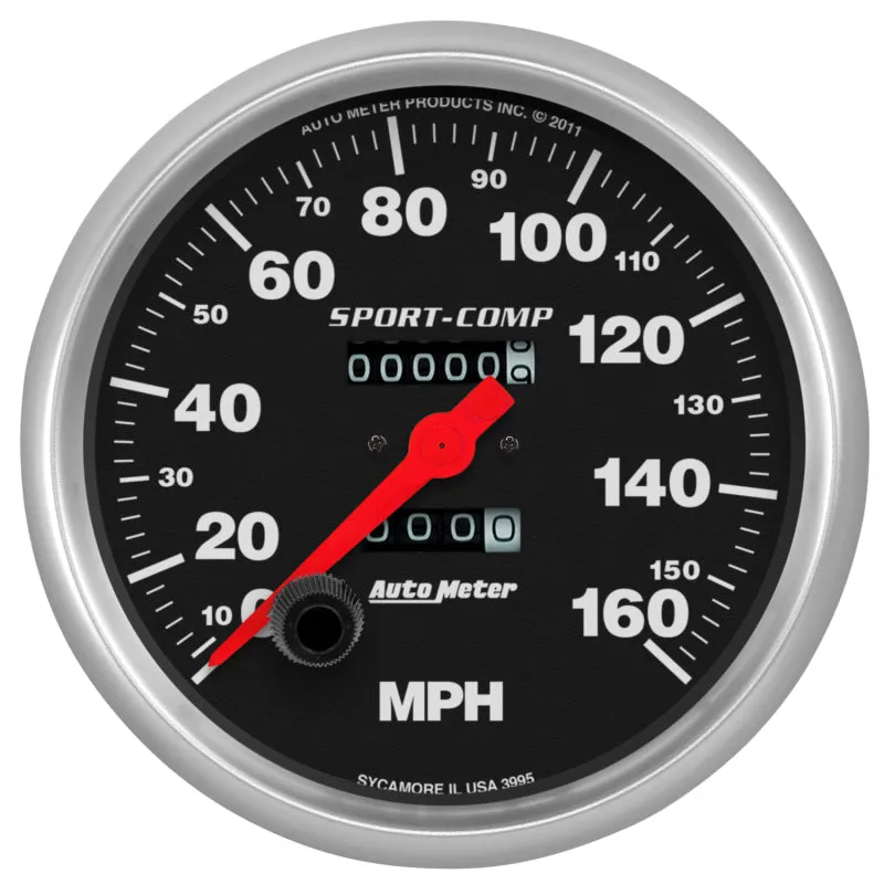 Auto Meter Sport-Comp 160 MPH Speedometer - Mechanical - Analog - 5 in Diameter - Black Face