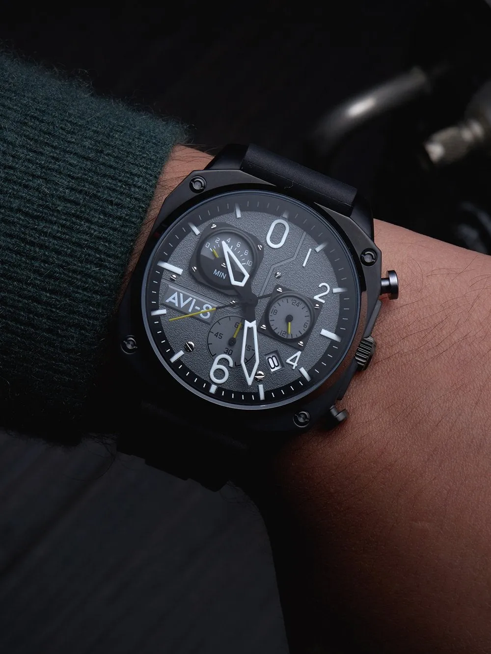 AVI-8 Men's Black Hawker Hunter Chronograph Watch AV-4052-R1