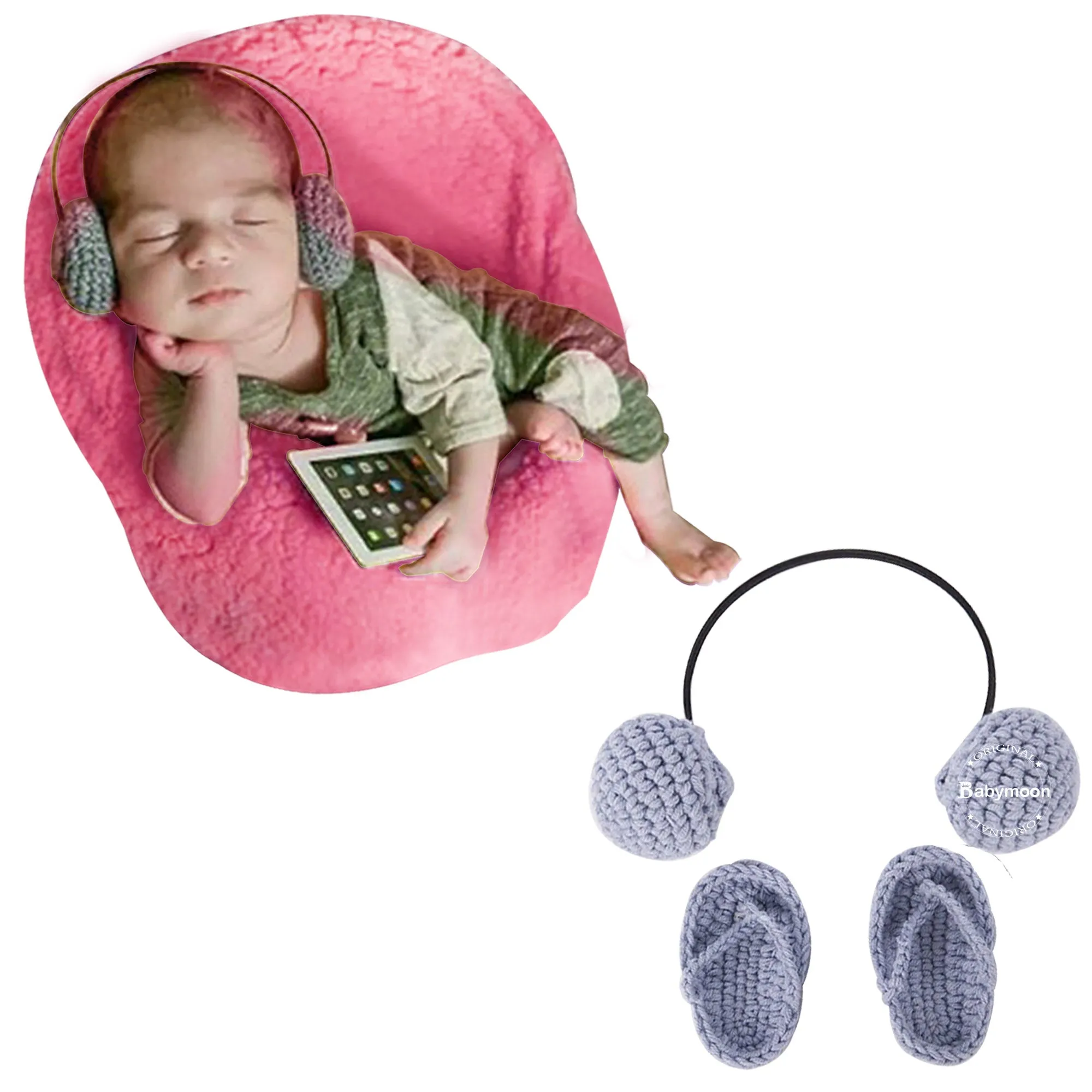 Babymoon Headphones & Slippers for New Born Baby Photography Accessories