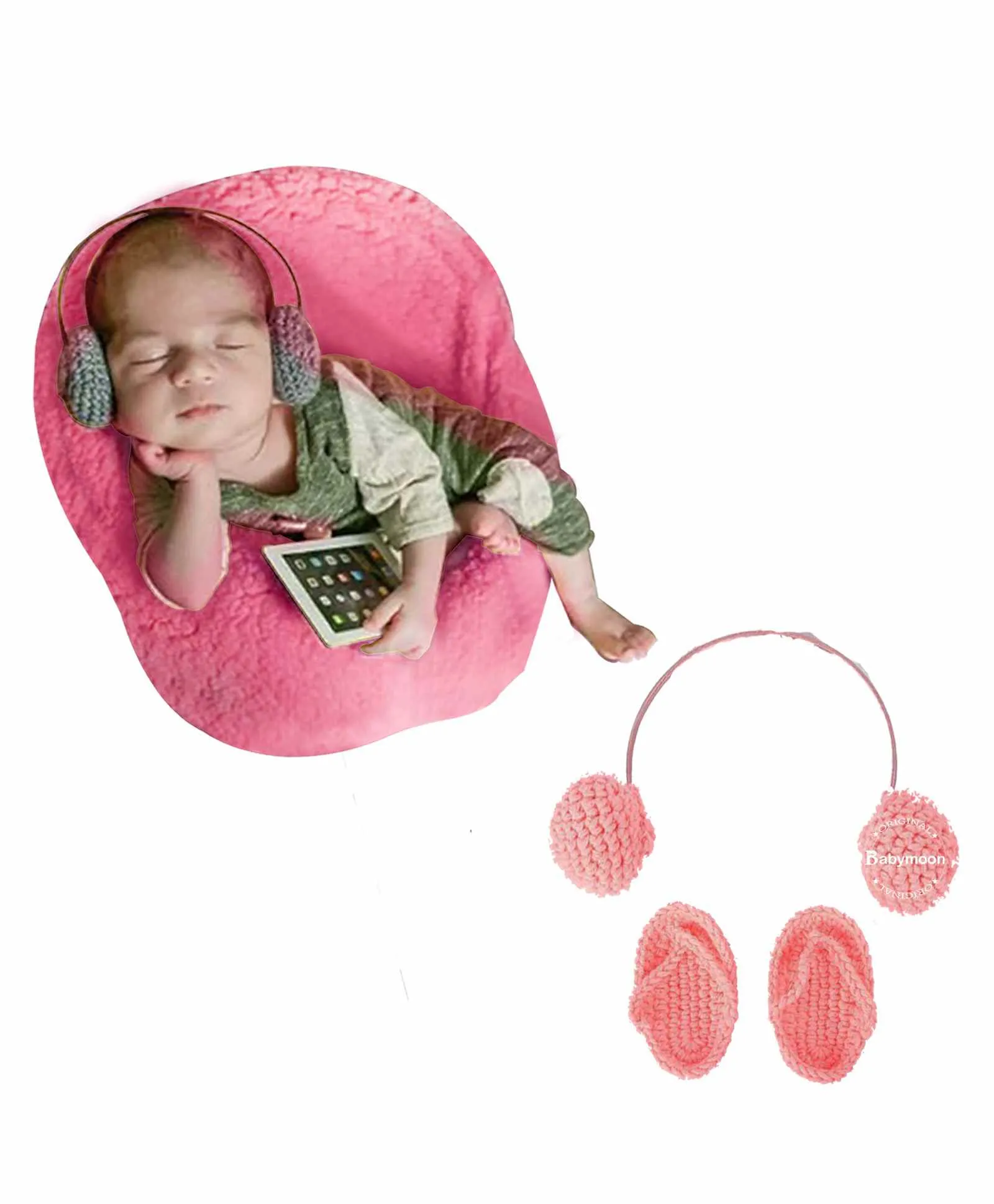 Babymoon Headphones & Slippers for New Born Baby Photography Accessories