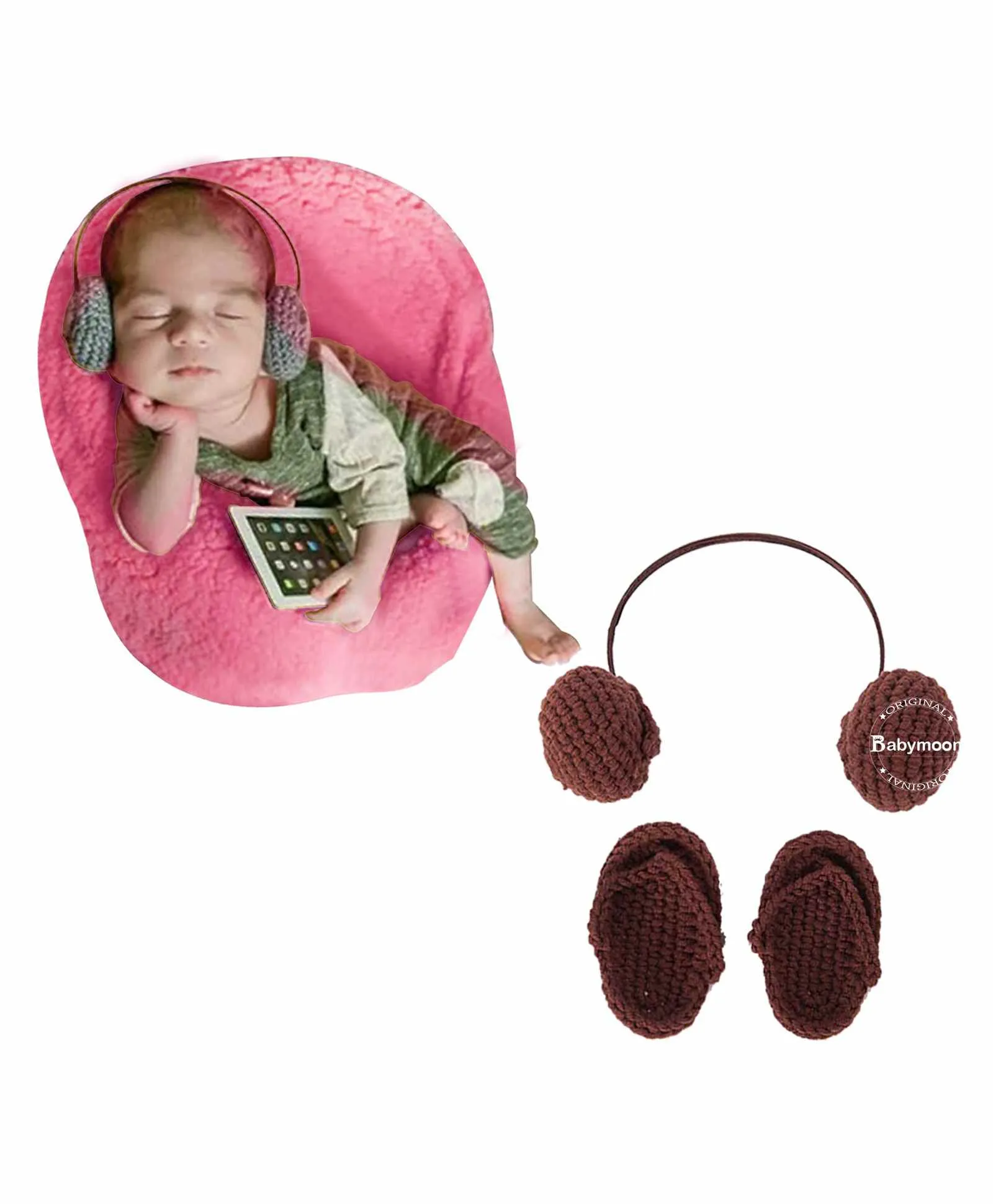 Babymoon Headphones & Slippers for New Born Baby Photography Accessories