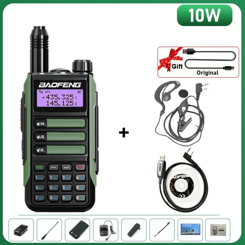 BaoFeng UV-16 Plus Walkie Talkie High Power USB C 10KM Long Range UV-16 Two Way Radio Dual Band Waterproof Transceiver FM Radio