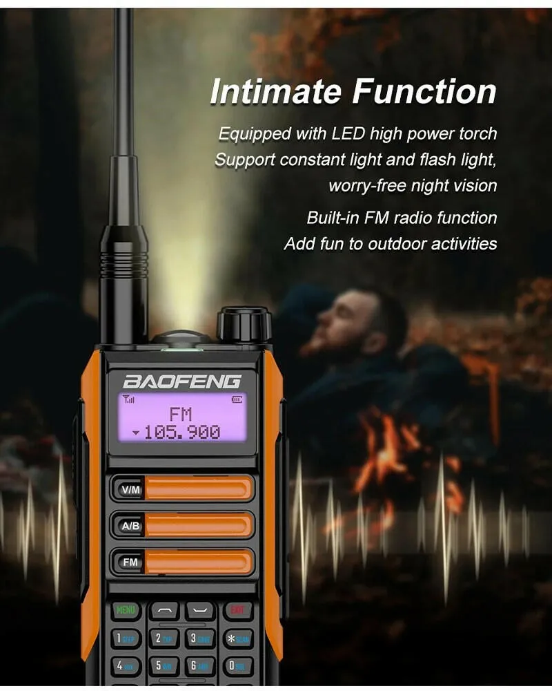 BaoFeng UV-16 Plus Walkie Talkie High Power USB C 10KM Long Range UV-16 Two Way Radio Dual Band Waterproof Transceiver FM Radio