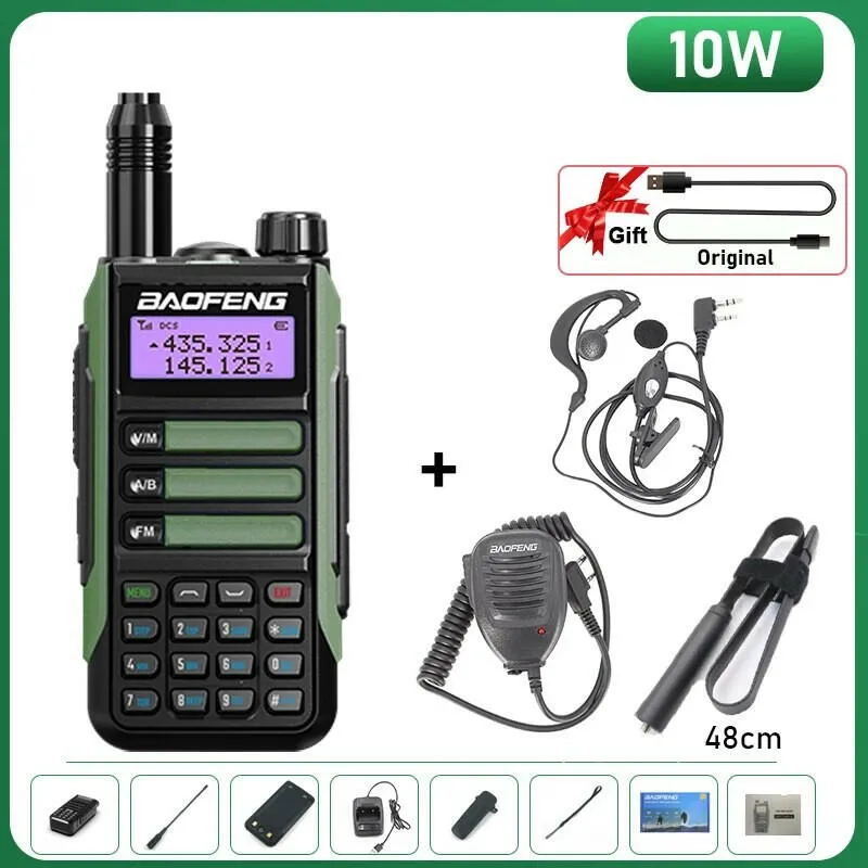 BaoFeng UV-16 Plus Walkie Talkie High Power USB C 10KM Long Range UV-16 Two Way Radio Dual Band Waterproof Transceiver FM Radio