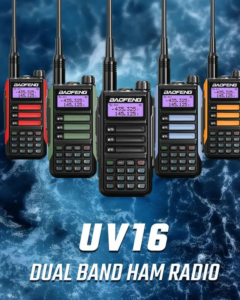 BaoFeng UV-16 Plus Walkie Talkie High Power USB C 10KM Long Range UV-16 Two Way Radio Dual Band Waterproof Transceiver FM Radio