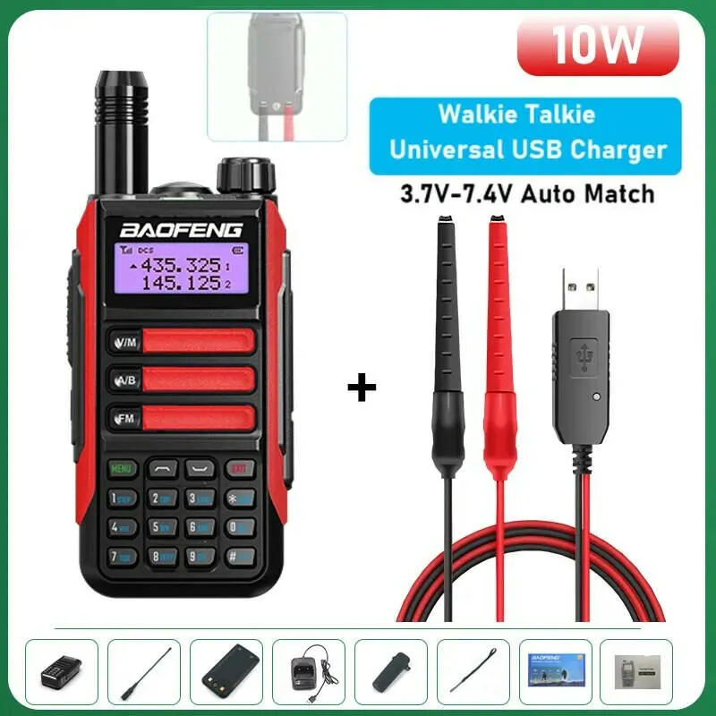 BaoFeng UV-16 Plus Walkie Talkie High Power USB C 10KM Long Range UV-16 Two Way Radio Dual Band Waterproof Transceiver FM Radio