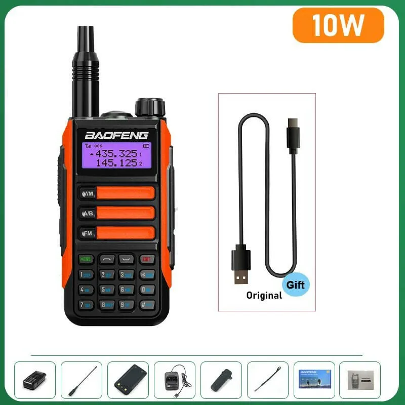 BaoFeng UV-16 Plus Walkie Talkie High Power USB C 10KM Long Range UV-16 Two Way Radio Dual Band Waterproof Transceiver FM Radio