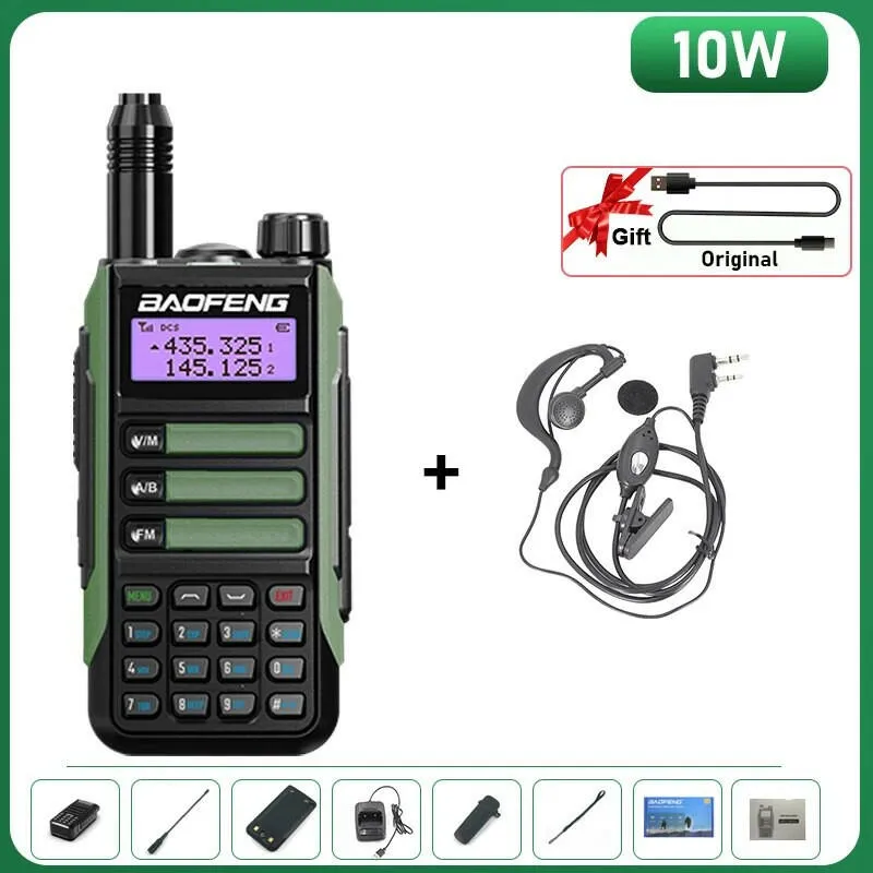 BaoFeng UV-16 Plus Walkie Talkie High Power USB C 10KM Long Range UV-16 Two Way Radio Dual Band Waterproof Transceiver FM Radio