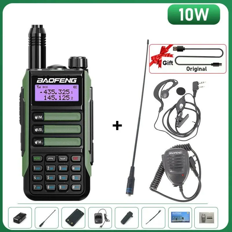 BaoFeng UV-16 Plus Walkie Talkie High Power USB C 10KM Long Range UV-16 Two Way Radio Dual Band Waterproof Transceiver FM Radio