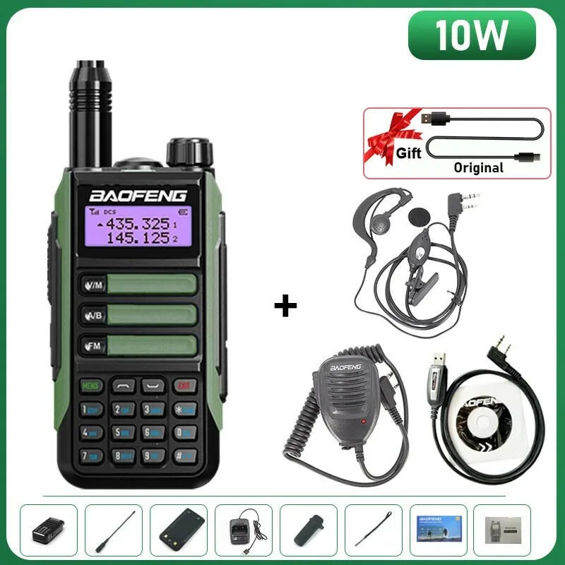 BaoFeng UV-16 Plus Walkie Talkie High Power USB C 10KM Long Range UV-16 Two Way Radio Dual Band Waterproof Transceiver FM Radio