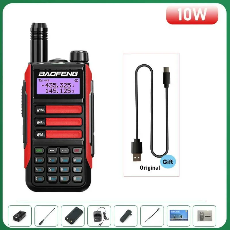 BaoFeng UV-16 Plus Walkie Talkie High Power USB C 10KM Long Range UV-16 Two Way Radio Dual Band Waterproof Transceiver FM Radio