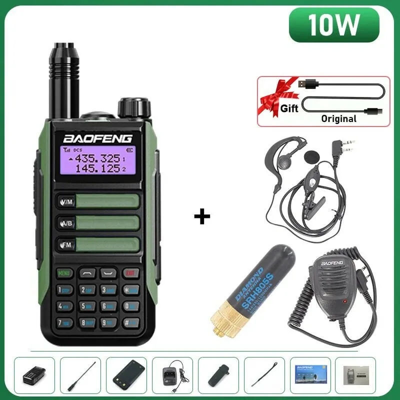 BaoFeng UV-16 Plus Walkie Talkie High Power USB C 10KM Long Range UV-16 Two Way Radio Dual Band Waterproof Transceiver FM Radio