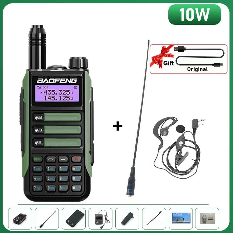 BaoFeng UV-16 Plus Walkie Talkie High Power USB C 10KM Long Range UV-16 Two Way Radio Dual Band Waterproof Transceiver FM Radio