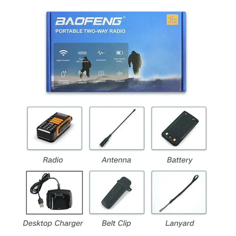 BaoFeng UV-16 Plus Walkie Talkie High Power USB C 10KM Long Range UV-16 Two Way Radio Dual Band Waterproof Transceiver FM Radio