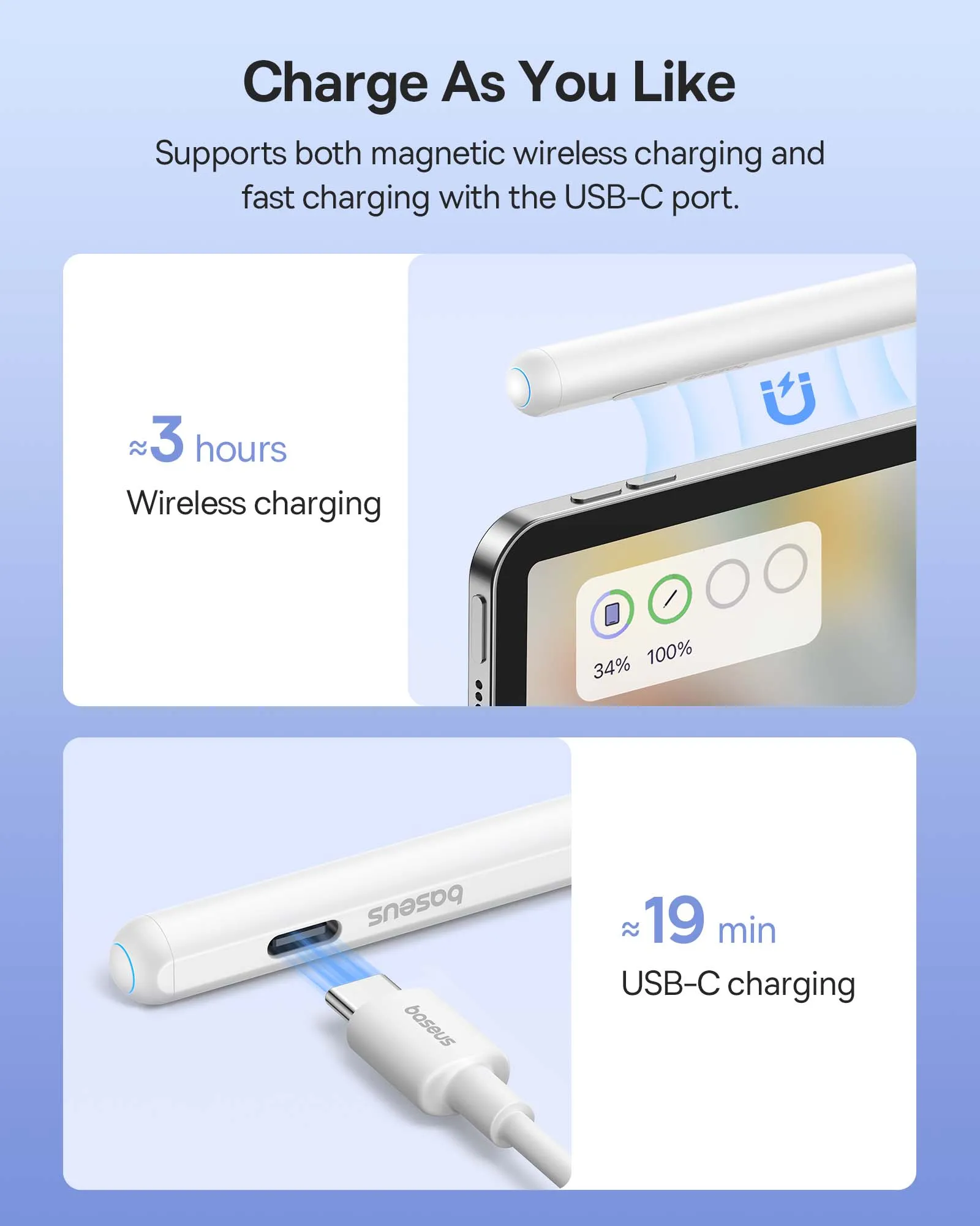 Baseus Smooth Writing 2 Series Dual Charging Stylus Active Wireless Version, Moon