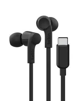 Belkin SoundForm Wired Earbuds with USB-C Connector, in-Ear Earphones w/Microphone - Headphones for iPhone 16, iPad Mini, Galaxy S24, Android, and More with USB-C Connector (USB-C Headphones) - Black