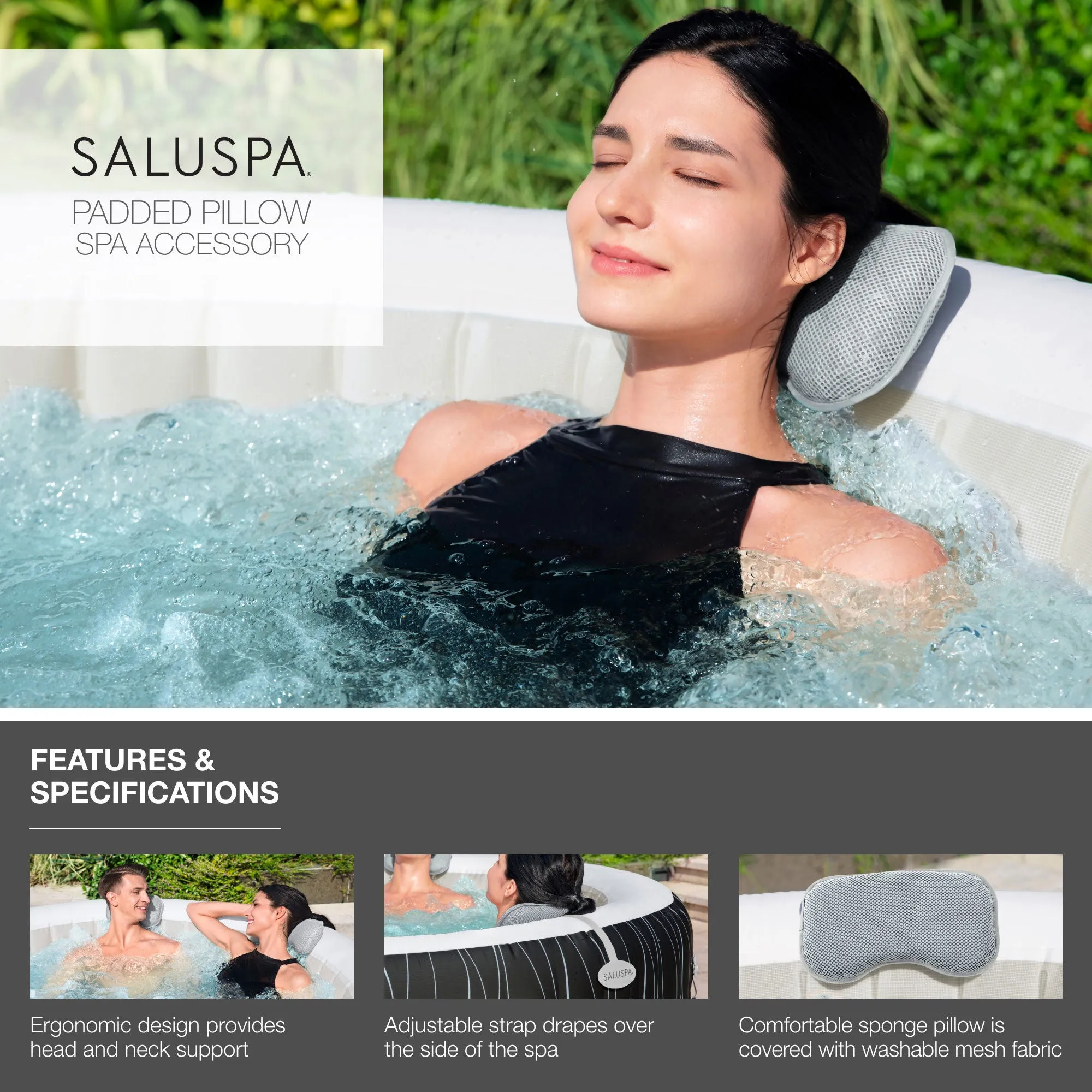 Bestway SaluSpa Grenada AirJet Hot Tub, Spa Seat (4 Pack), & Headrest (4 Pack)