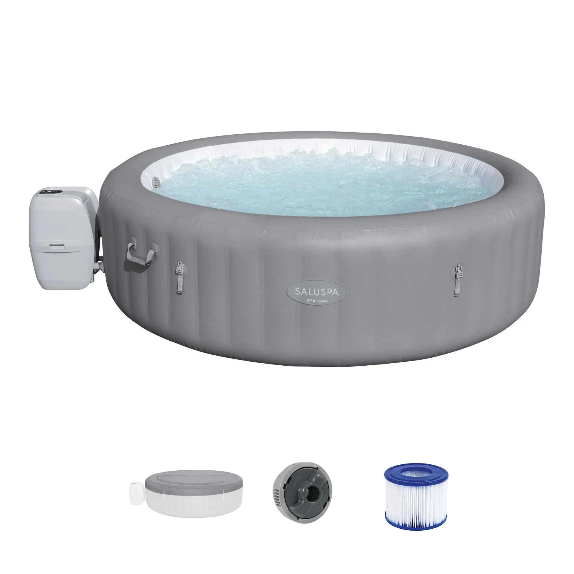 Bestway SaluSpa Grenada AirJet Hot Tub, Spa Seat (4 Pack), & Headrest (4 Pack)