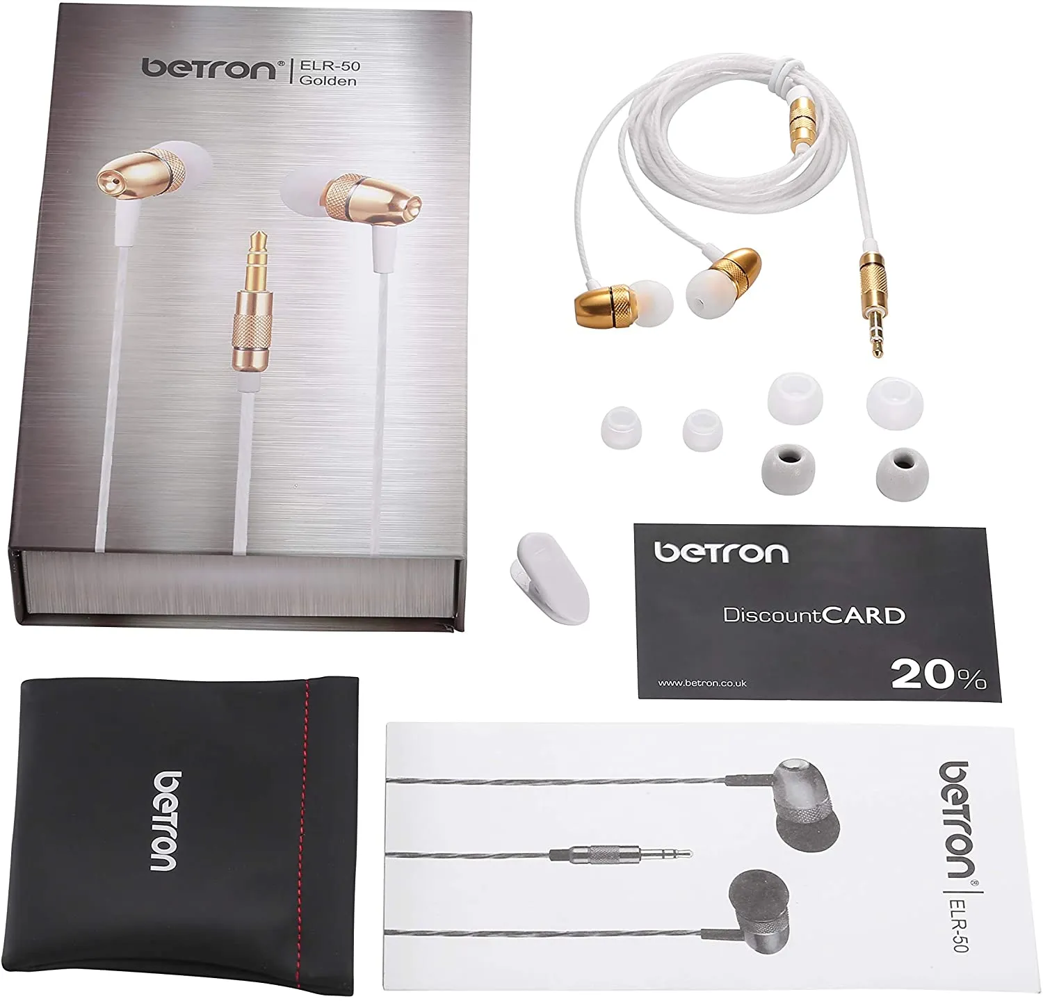 Betron ELR50 Noise Isolating Earphones Enhanced Bass Sound Compatible with iPhone iPad Samsung