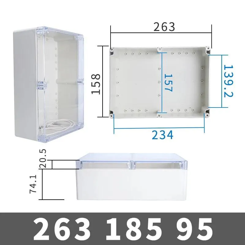 Big Size Vislble Waterproof Outdoor Enclosure Transparent Plastic Box Electronic Project Case Instrument Electrical Junction Box