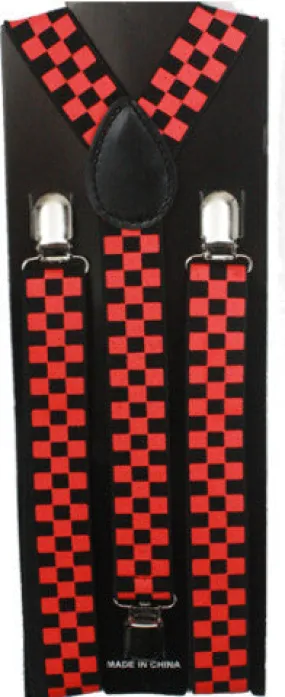 black and red checkered suspenders Case of 72