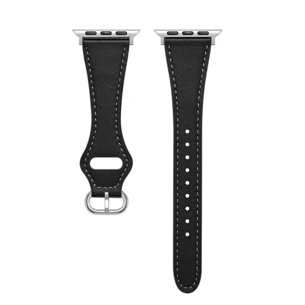 Black Genuine Leather Apple Watch Band (for small wrist) 黑色真皮Apple (適合小手腕) 錶帶 KCWATCH1181