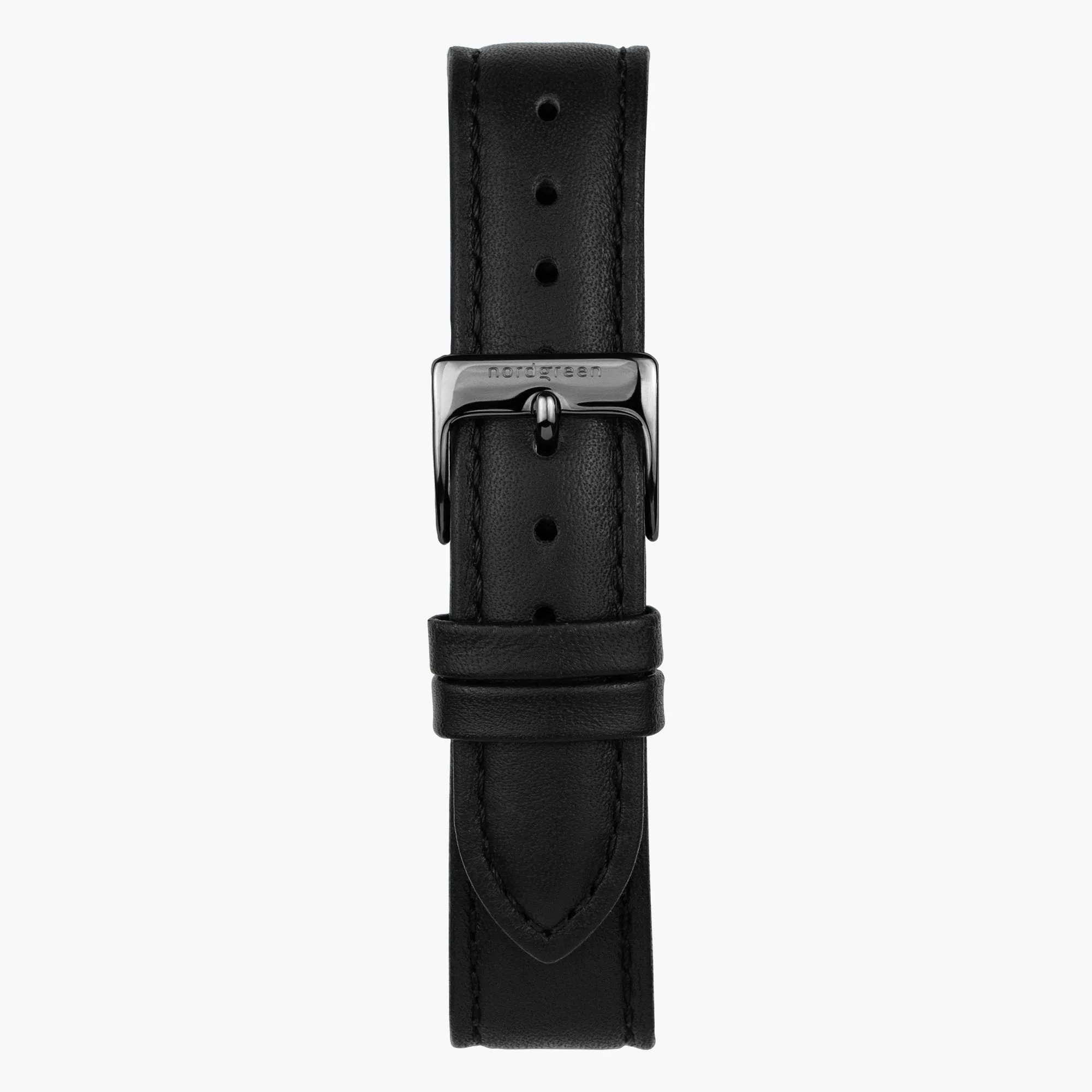 Black Leather watch Strap - Gun Metal - 40mm/42mm