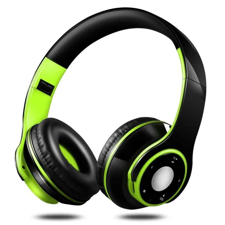 Bluetooth Over-Ear Headphones with FM Radio, TF Card Slot, and Noise-Canceling Microphone