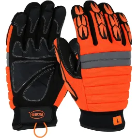 Boss 1JM650L Miners' Mechanic Synthetic Leather Palm with PVC Patches, Foam Padded and TPR Finger Protection - Insulated & Waterproof