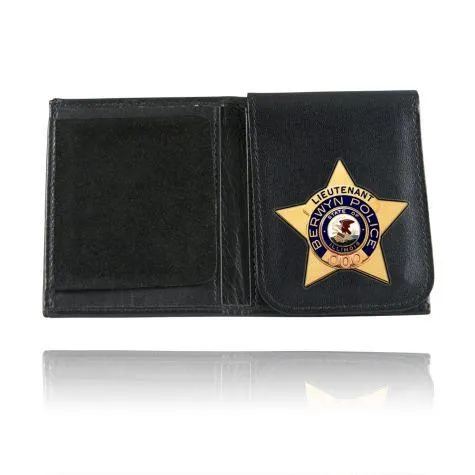 Boston Leather Book Style Badge Case, Flip Out Badge Flap