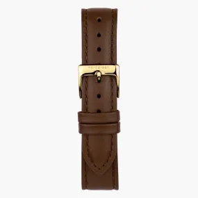 Brown Leather watch Strap - Gold - 32mm