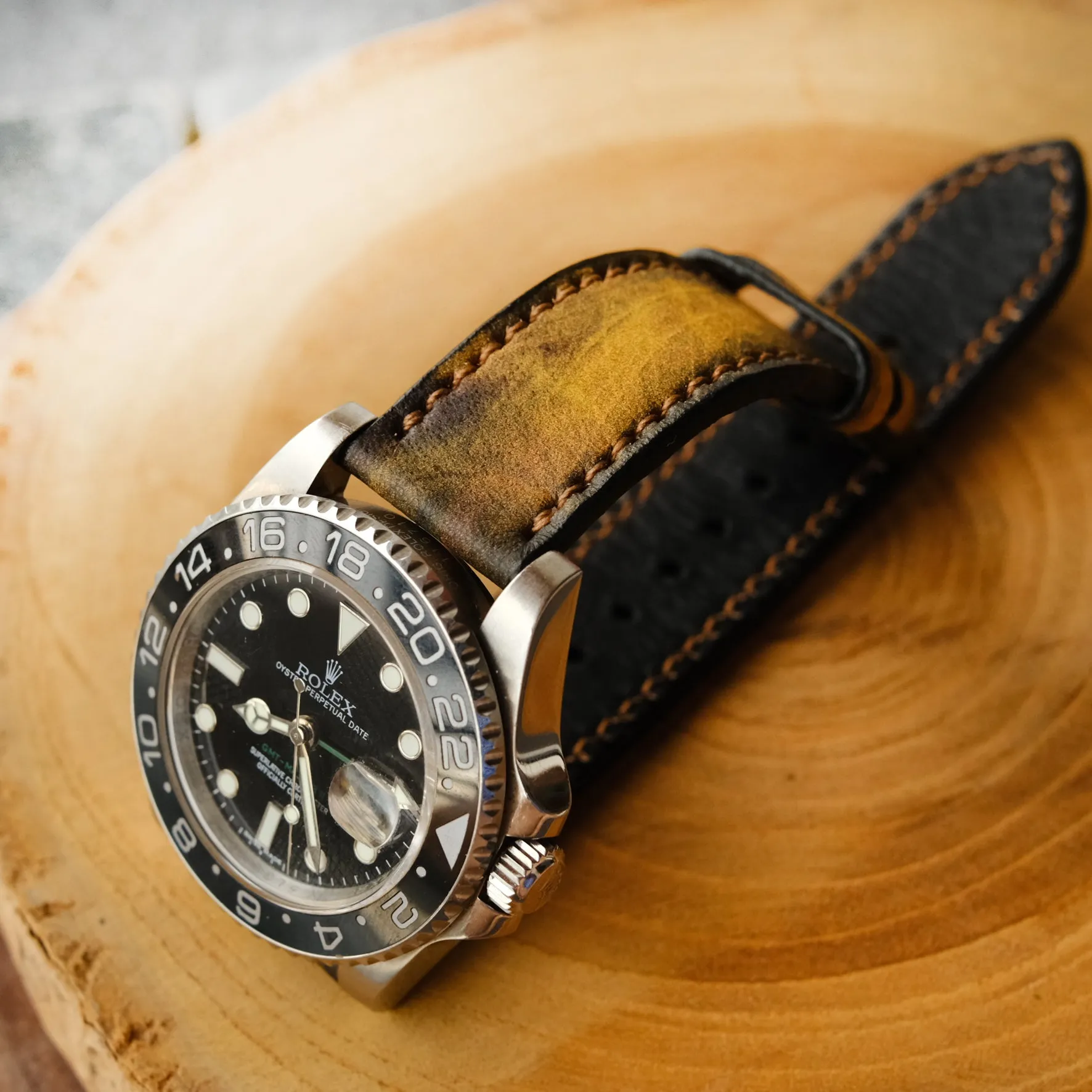 Brown Yellow Leather Rolex Replacement Straps