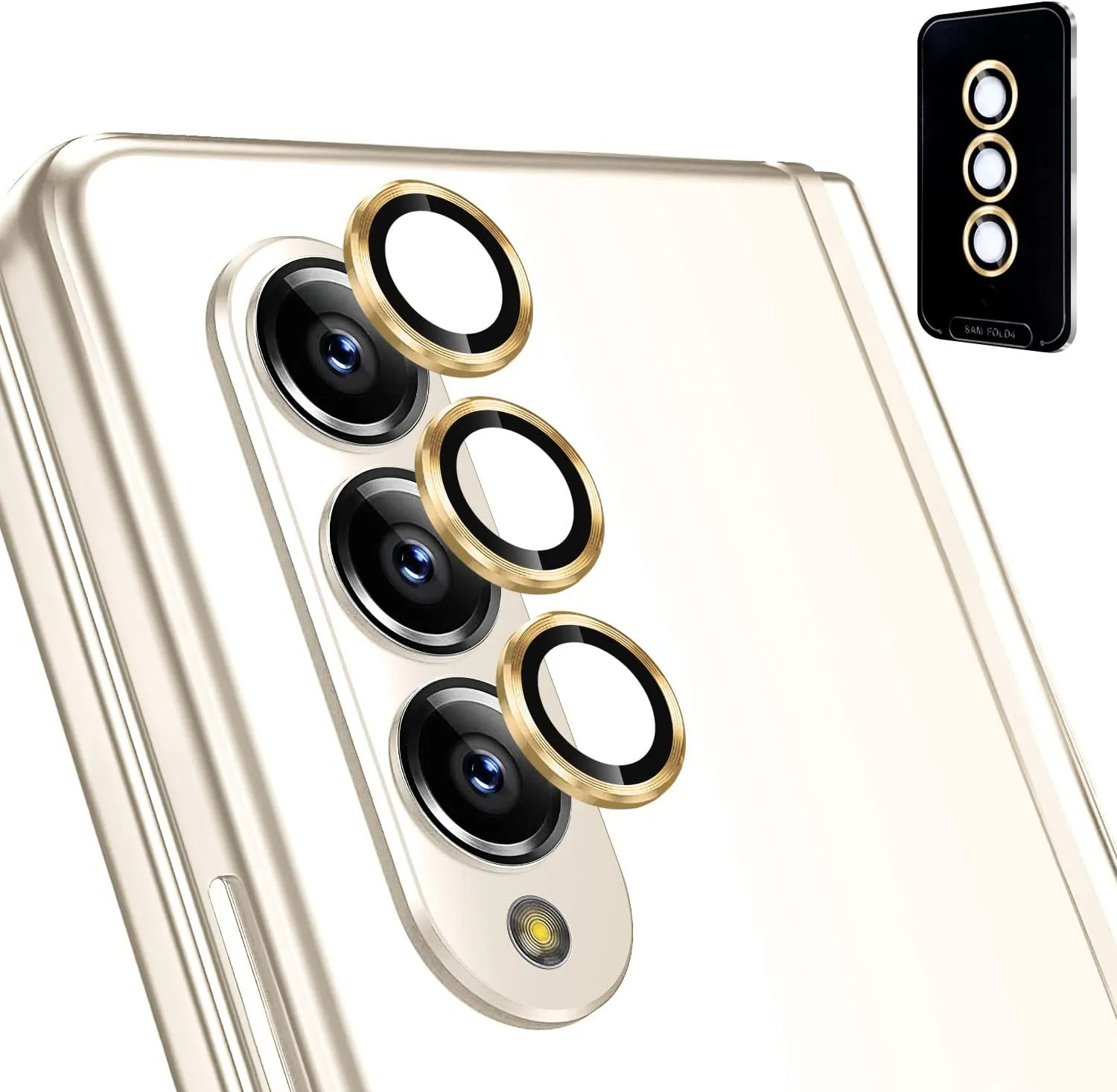 Camera Lens Protector Samsung Galaxy Z Fold 4 5G,Ultra Clear Case Tray Gold