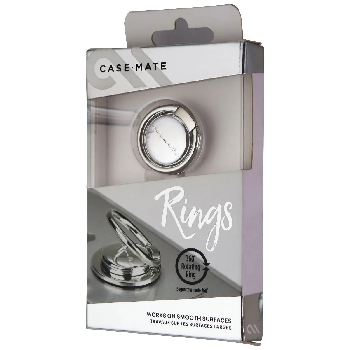 Case-Mate Metal Finger Loop 360 Rotating Ring and Stand for Phones - Silver