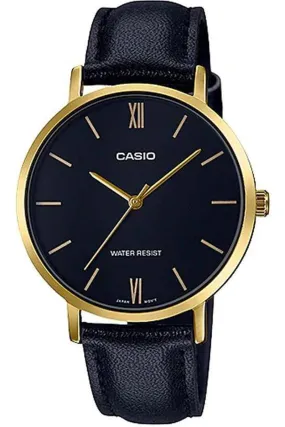 Casio LTP-VT01GL-1B Black leather Strap Watch for Women