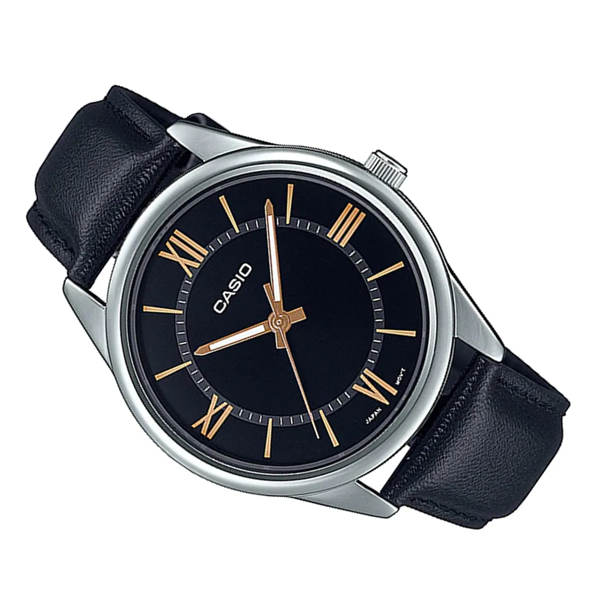 Casio MTP-V005L-1B5 Black Leather Strap Watch for Men