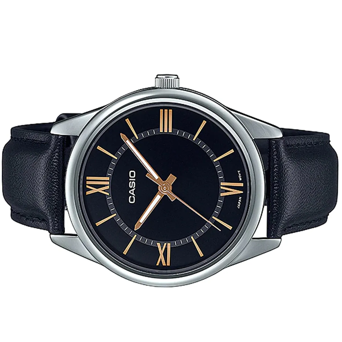 Casio MTP-V005L-1B5 Black Leather Strap Watch for Men