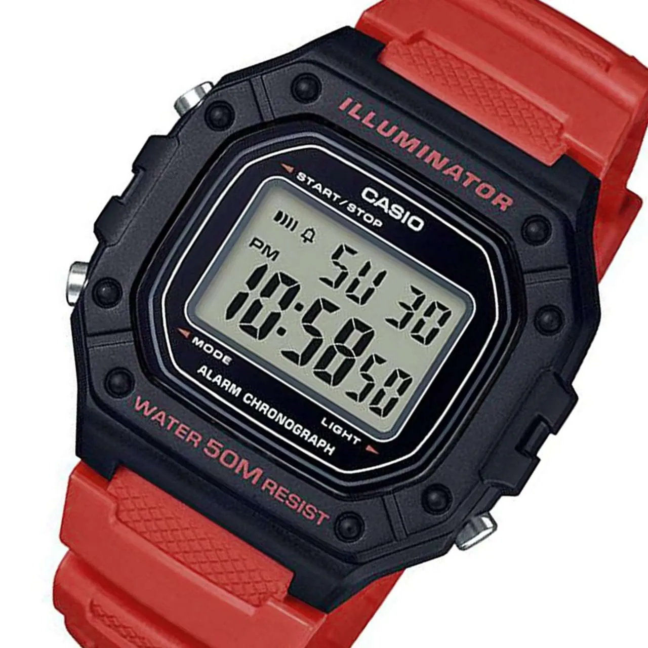 Casio W-218H-4BVDF Red Resin Watch for Men