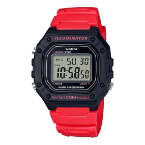 Casio W-218H-4BVDF Red Resin Watch for Men