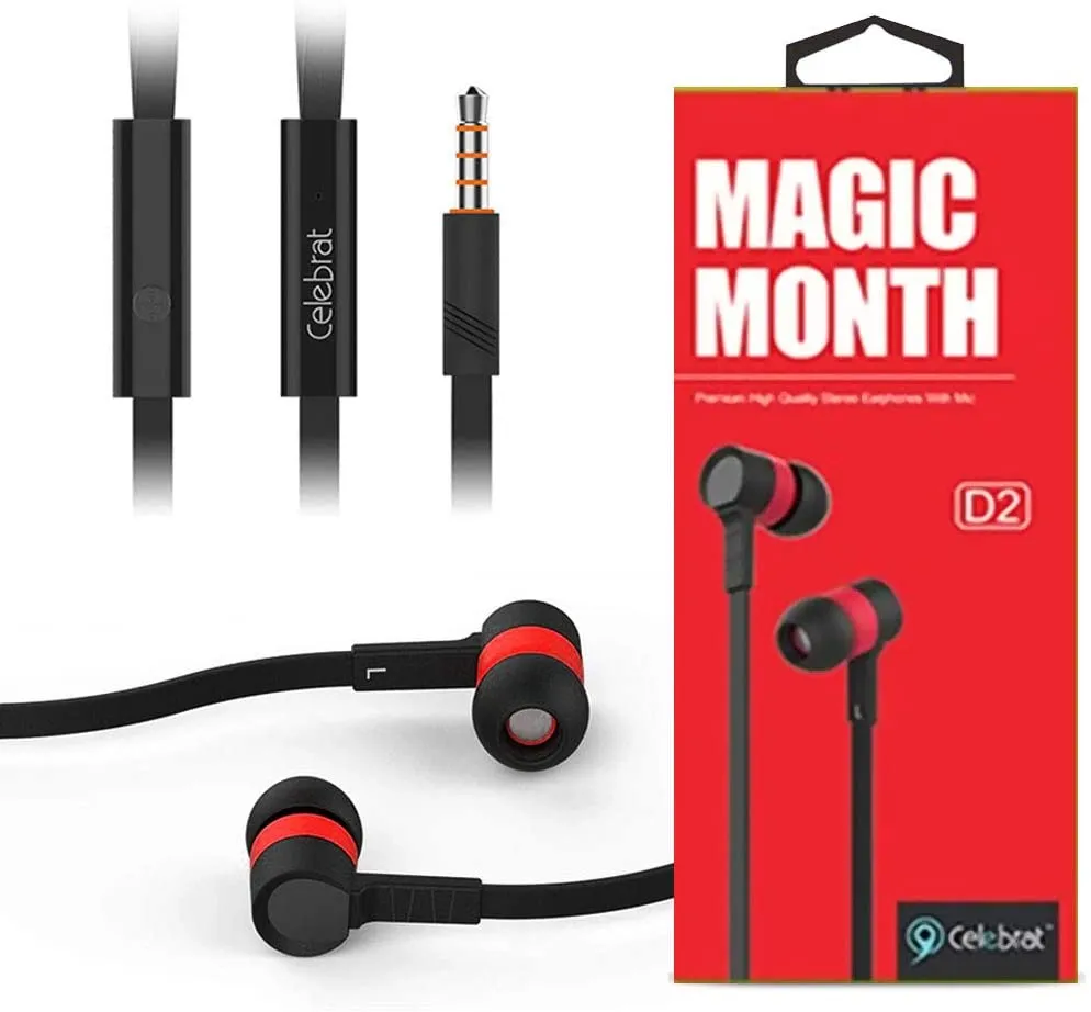 Celebrat Magic Month Earphones 3.5mm Jack D2 For Smartphones Tablets iPod iPad iPhone Samsung