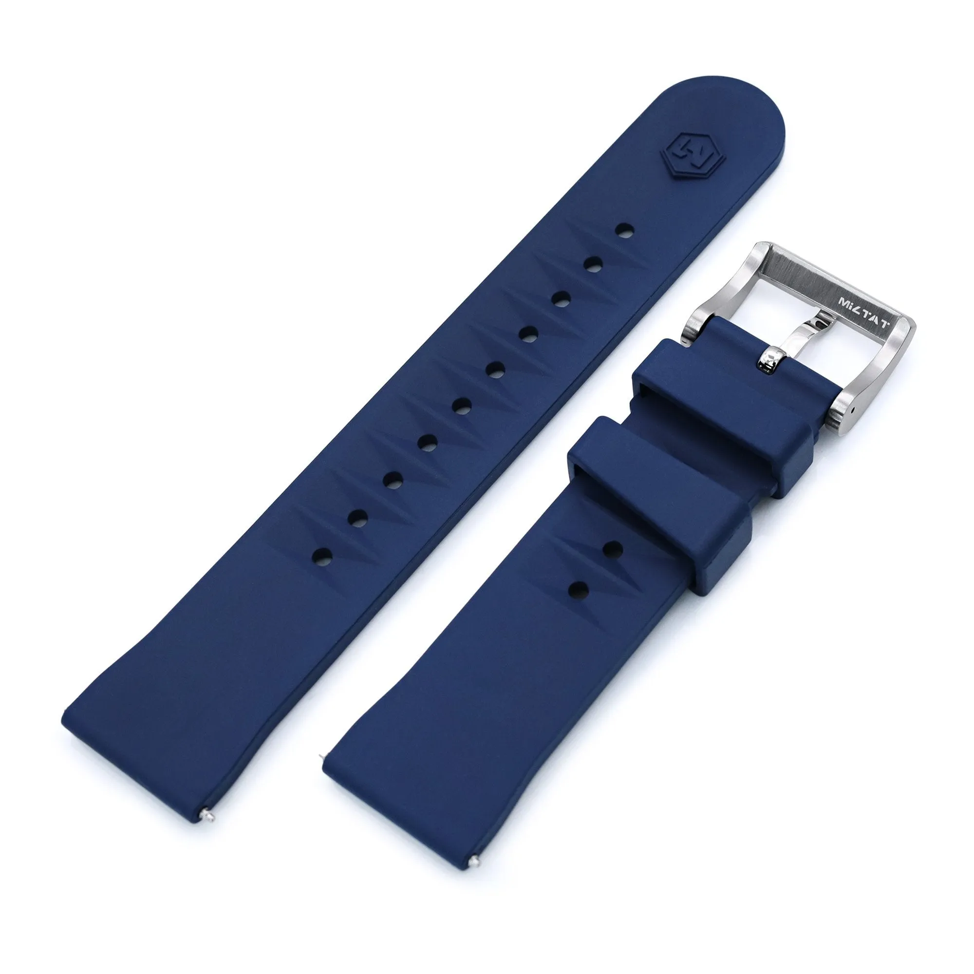 Chaffle Navy Blue FKM Rubber watch strap, 19mm to 22mm