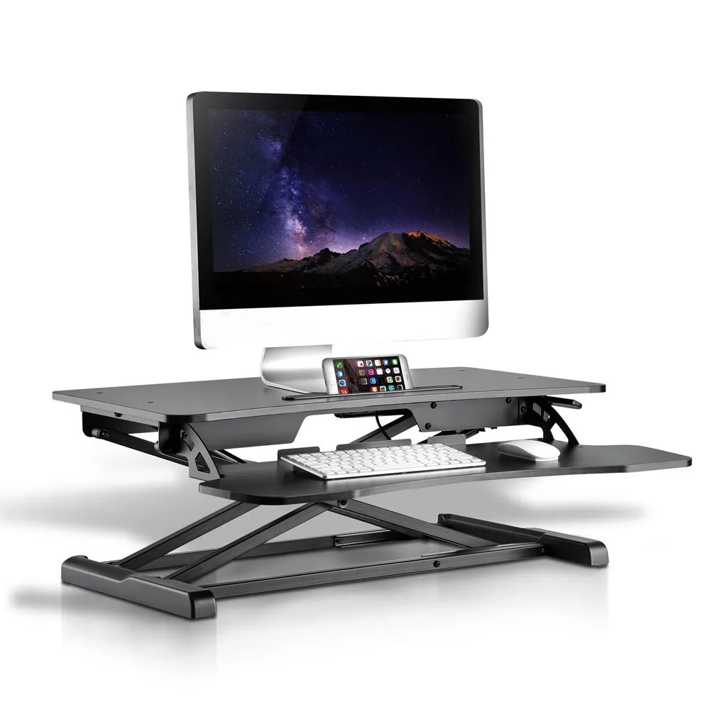 Computer Monitor Rising Desk Stand - Height Adjustable Sit / Stand Desk, Quick Setup Pop-Up Design