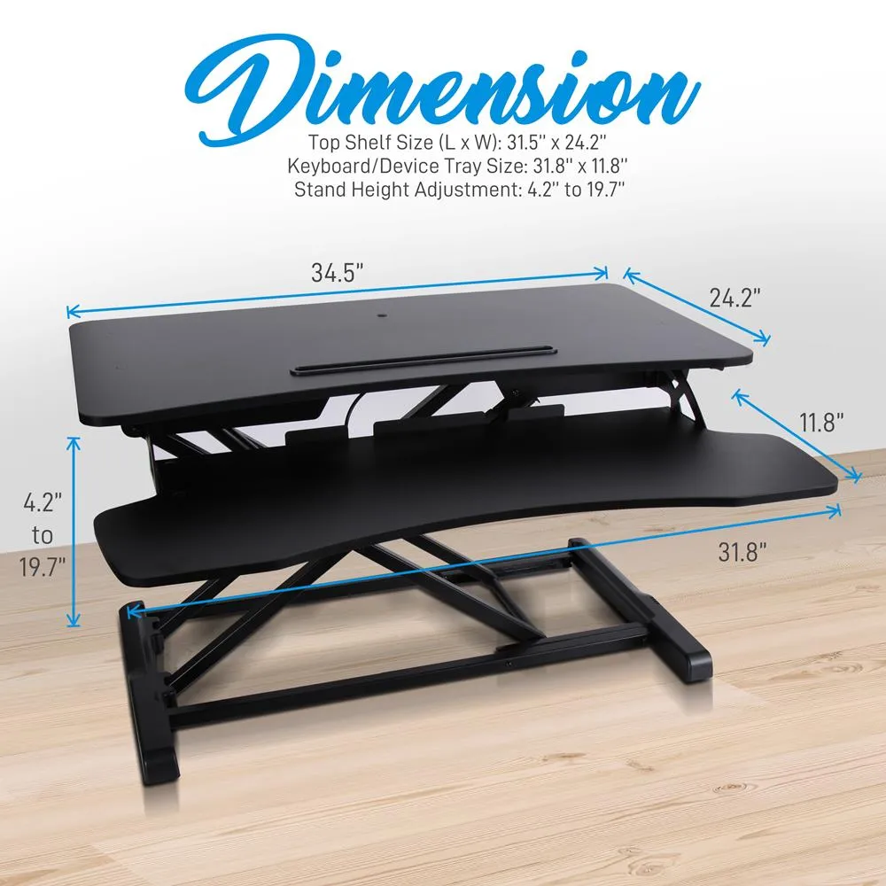 Computer Monitor Rising Desk Stand - Height Adjustable Sit / Stand Desk, Quick Setup Pop-Up Design