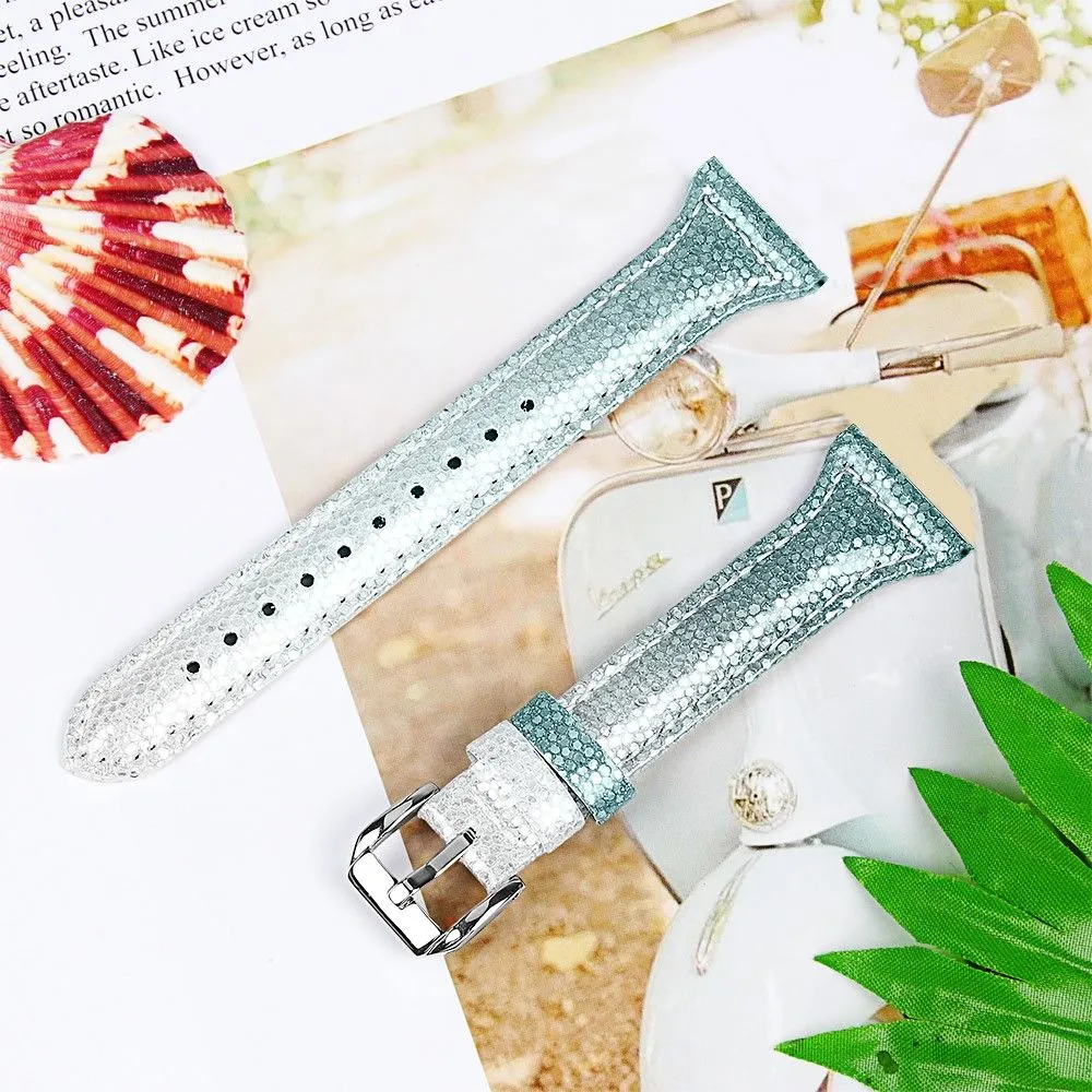 Cool gradient style cowhide watch strap for LG Watch Sport - Silver / Green