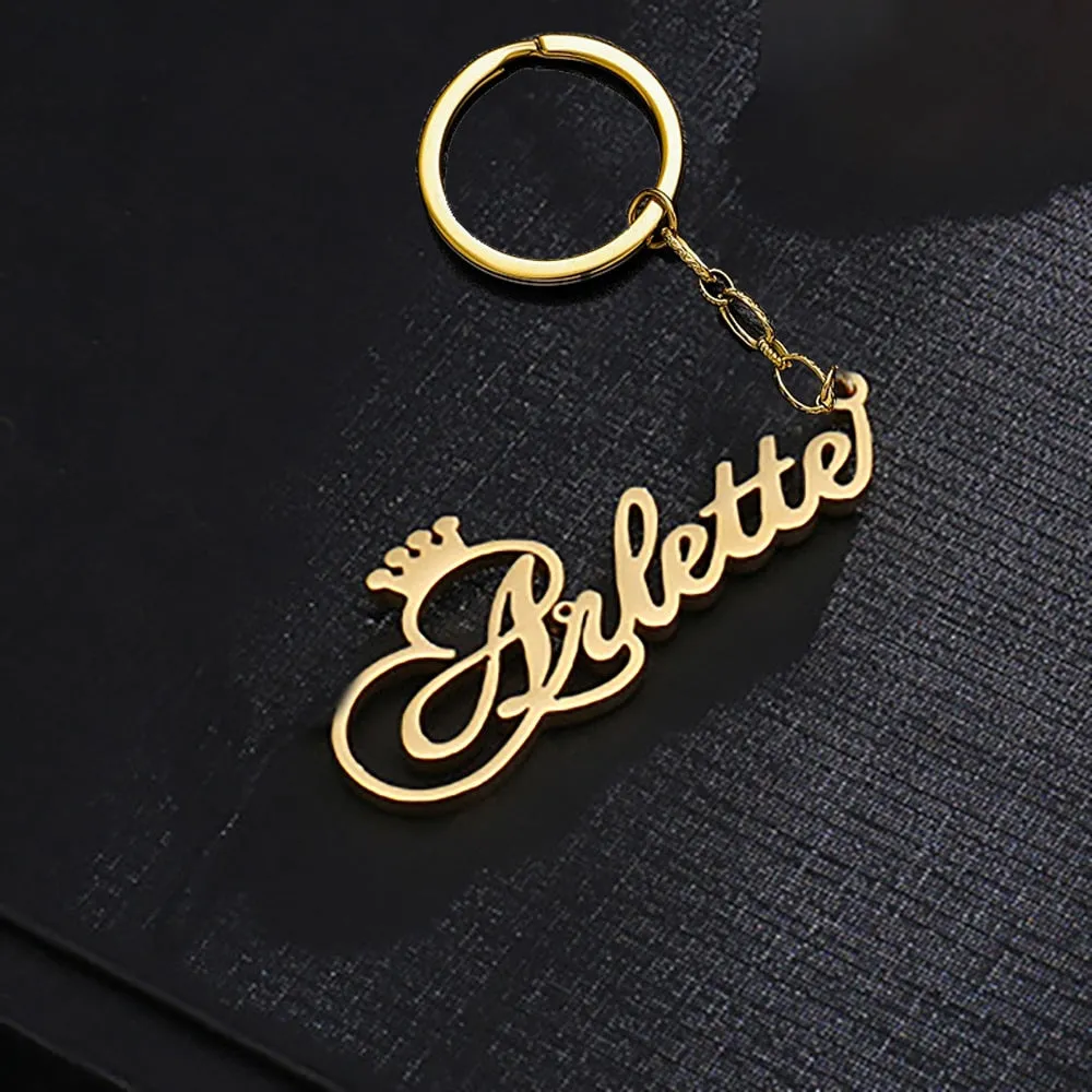 Customized Personalized Name Pendant Keychain Custom Lovers Name Text Key Chain Stainless Steel Jewelry for Women Men Keyring