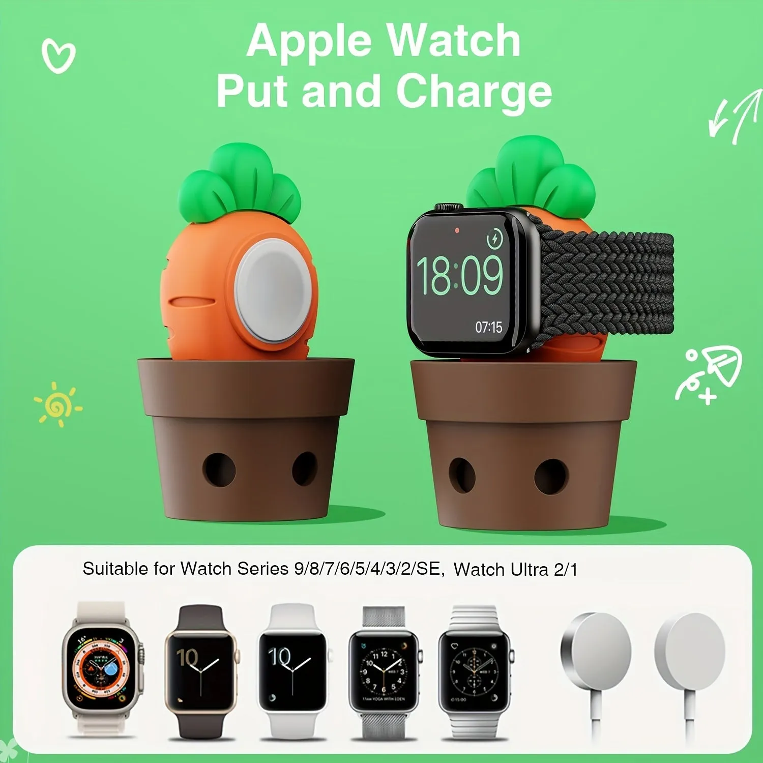 Cute Carrot/ Sunflower/ Christmas Tree/ Cactus Watch Charger Stand